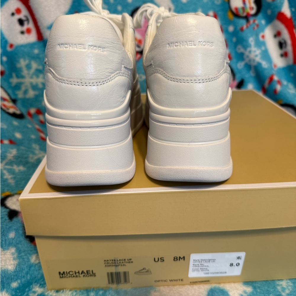 Michael Kors Hayes Lace-Up Platform Sneakers Optic White US 8.M worn once - Picture 5 of 5